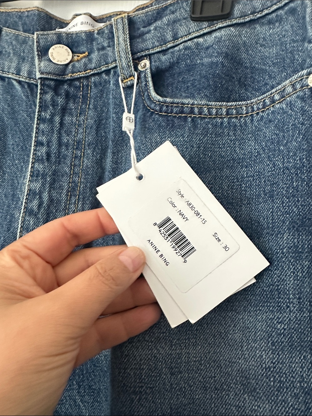 Anine Bing Hugh Navy Raw Hem Jeans size 30 - Picture 6 of 7